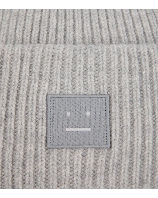 Acne Gray Pansy Ribbed-knit Wool Beanie