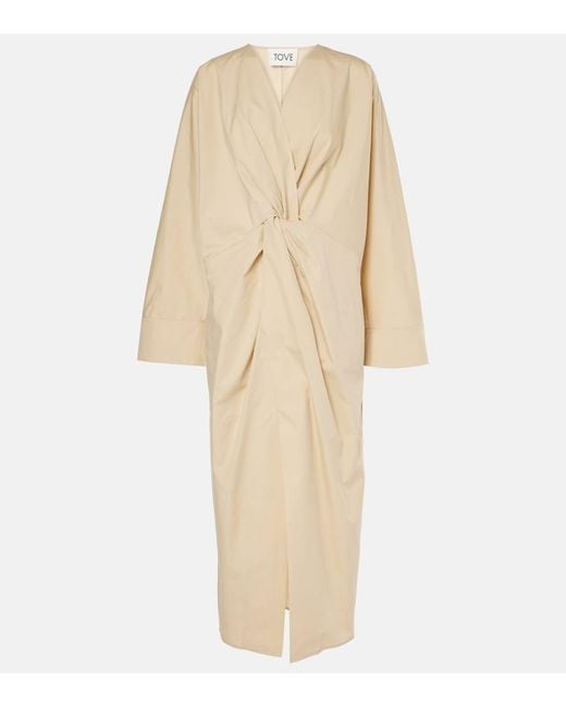 TOVE Natural Ailin Draped Cotton Midi Dress