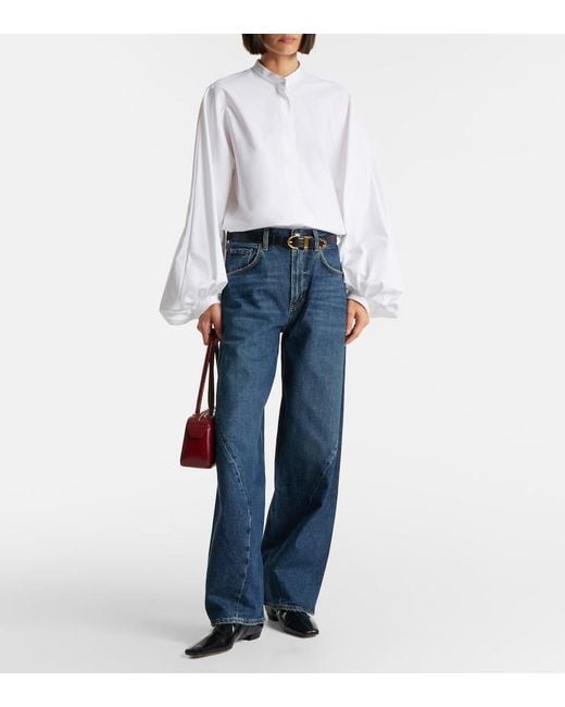 Agolde Blue Twist Mid-Rise Wide-Leg Jeans