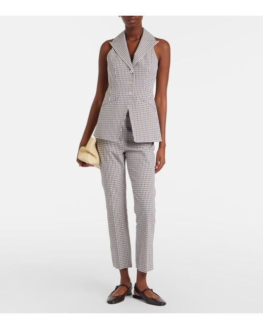 Veronica Beard White Gingham Cotton-Blend Seersucker Vest