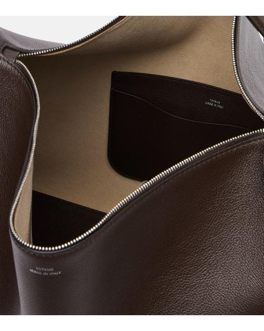 Totême Black Bevel Leather Tote Bag