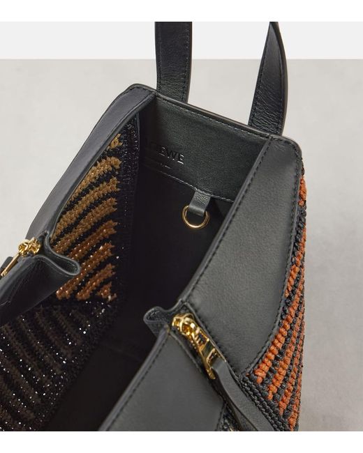 Loewe Black Hammock Small Leather-trimmed Raffia Tote Bag