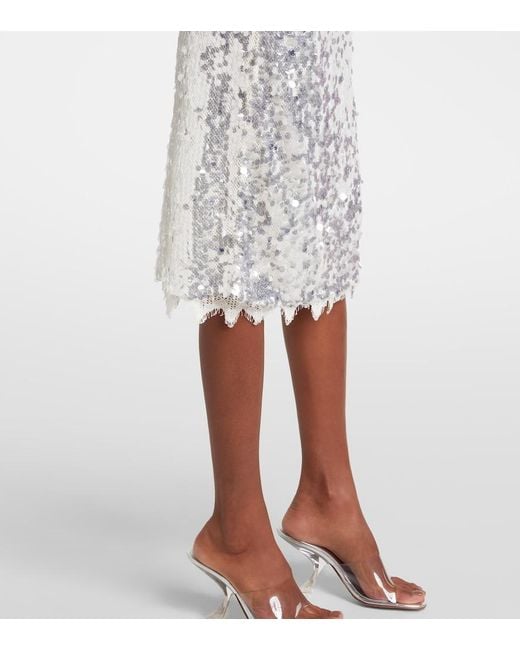 Christopher Esber White Opaline Sequined Midi Skirt