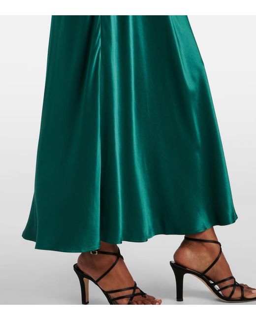 Rixo Green Amari Satin Midi Dress
