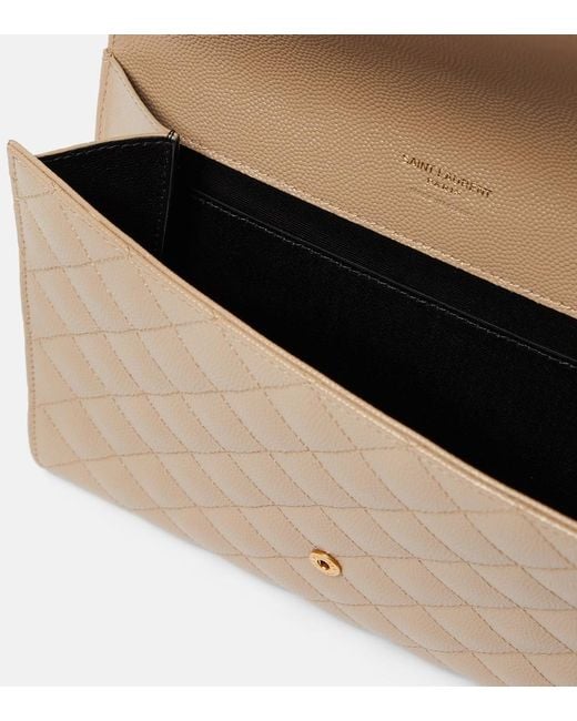 Saint Laurent Natural Envelope Matelasse Leather Clutch