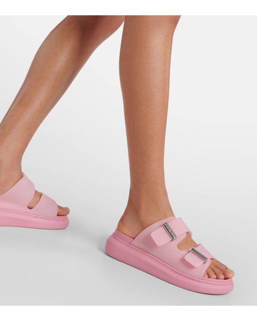 Alexander McQueen Pink Logo Platform Sandals