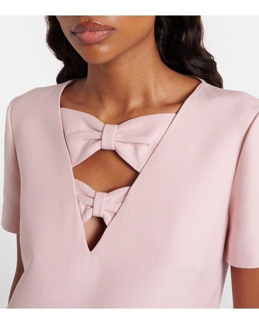 Valentino Pink Crepe Couture Bow-Detail Minidress