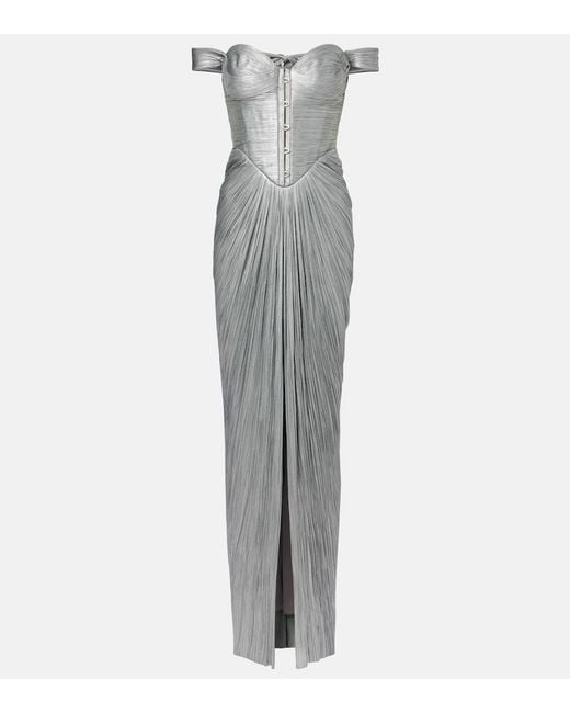 Maria Lucia Hohan Gray Susie Silk Tulle Bustier Gown