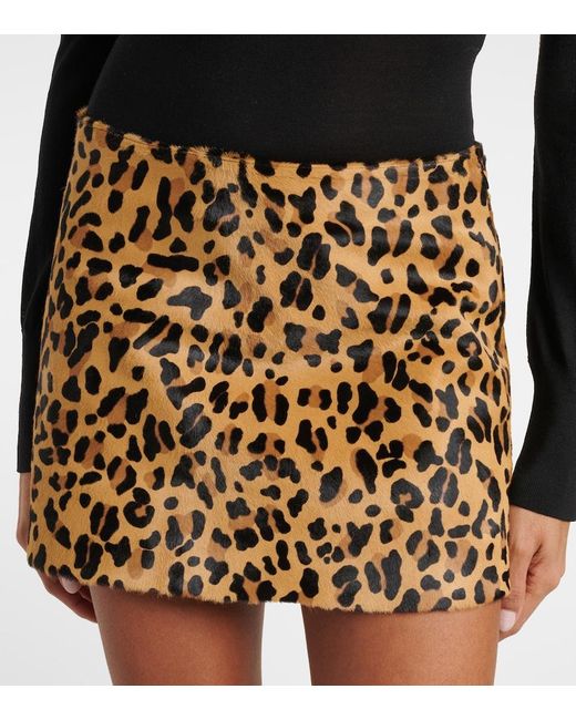 Alaïa Natural Leopard-Print Calf Hair Miniskirt