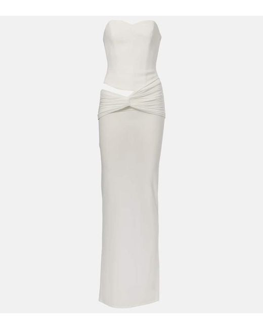 Vestido Con Corse De Crepe Drapeado Alex Perry de color White