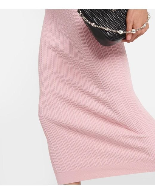 Alessandra Rich Pink Embellished Cotton-Blend Midi Dress