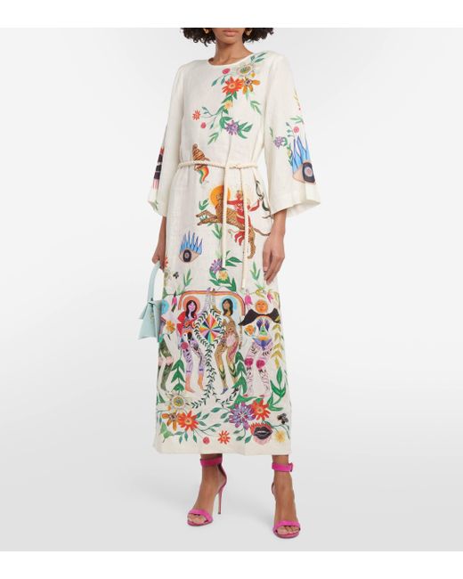 Robe imprimée Meagan en lin ALÉMAIS en coloris White