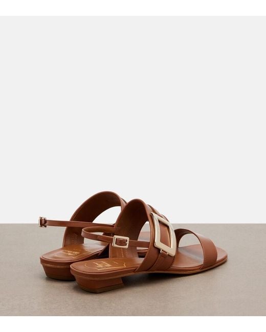 Roger Vivier Brown Belle Vivier Leather Slingback Sandals