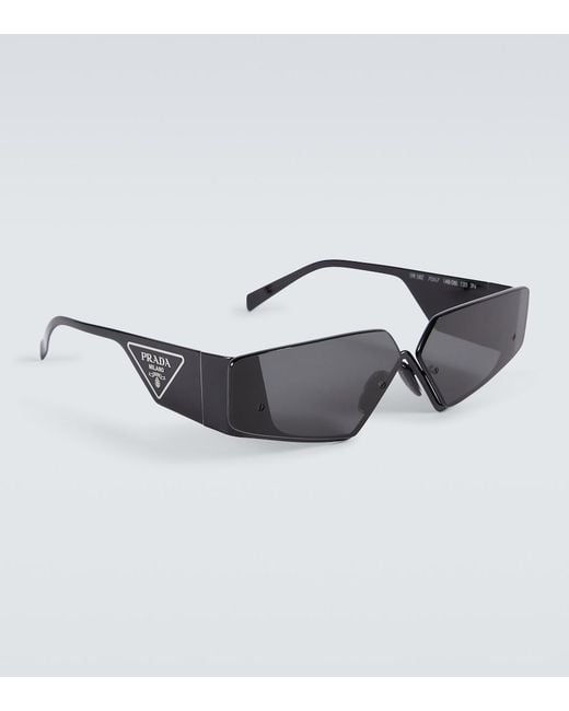 Prada Gray Rectangular Sunglasses for men