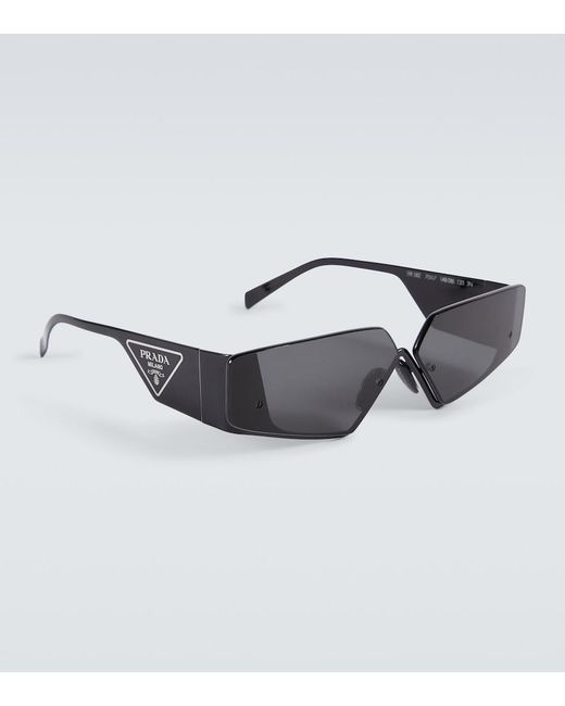 Prada Gray Rectangular Sunglasses for men