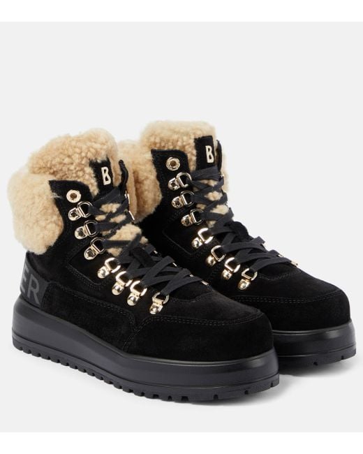 Bogner Black Antwerp Suede And Shearling Lace-up Boots