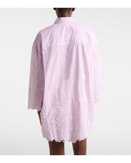 Juliet Dunn Pink Embroidered Cotton Poplin Shirt