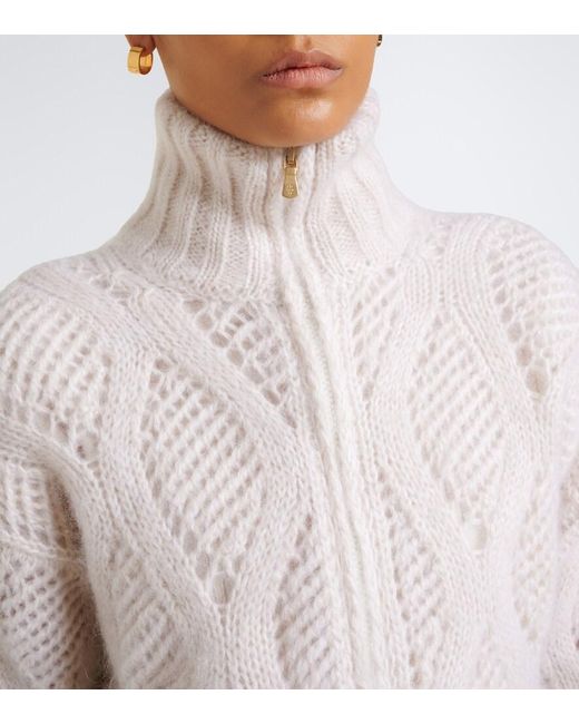 Eleventy Pink Mohair And Silk Zip-Up Cardigan