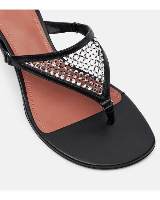 AMINA MUADDI Black Cameron 45 Crystal-Embellished Thong Sandals