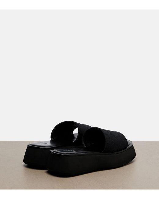 Gucci Black Gg Canvas Platform Slides