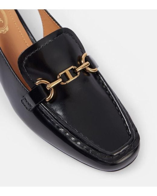 Tod's Black 35 Leather Slingback Pumps