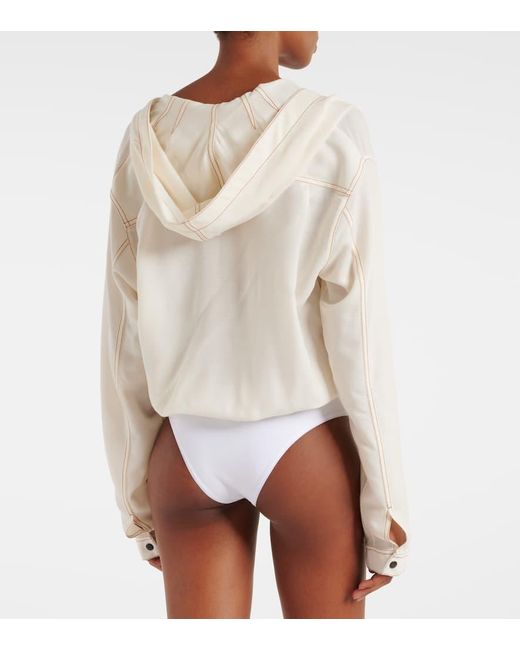 Alaïa White Hooded Wool-Blend Bodysuit