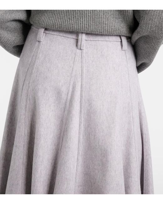 Brunello Cucinelli Gray Virgin Wool Midi Skirt