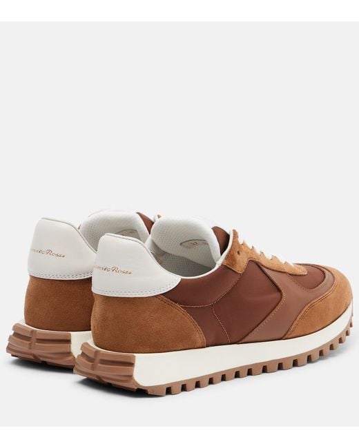 Gianvito Rossi Brown Gravel Leather And Suede Sneakers