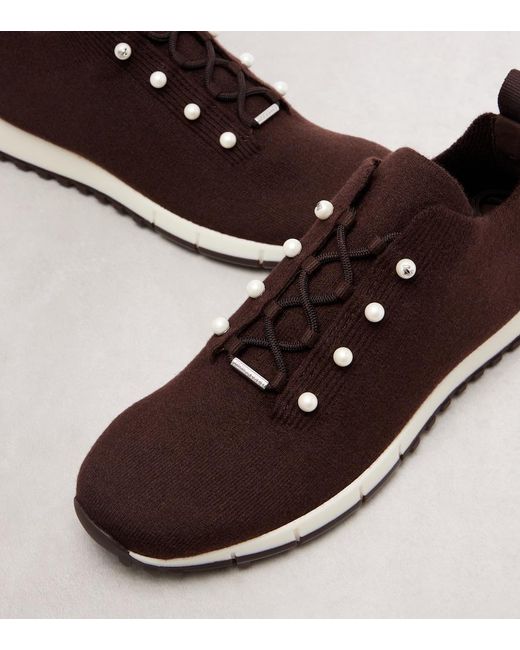 Jimmy Choo Brown Veles Embellished Cashmere Sneakers