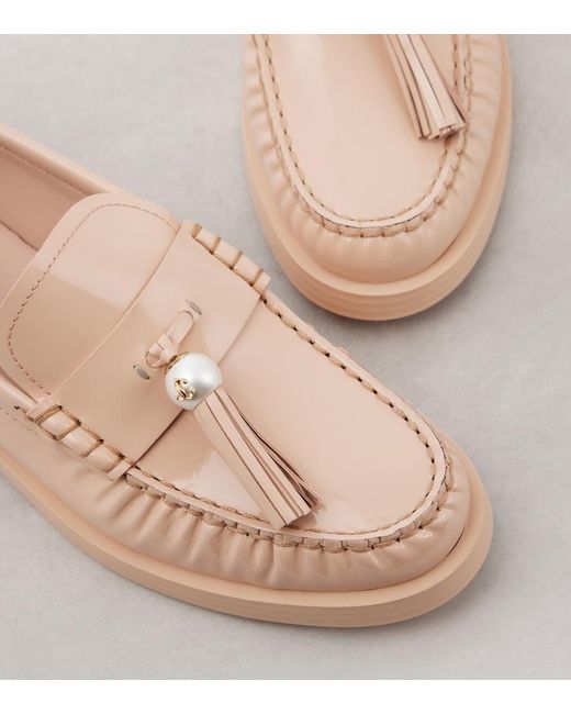 Jimmy Choo Pink Addie Embellished Patent Leather Loafers