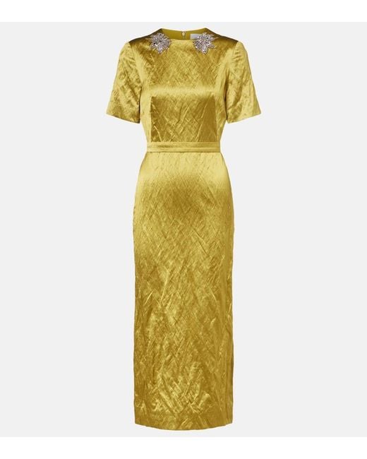 Erdem Metallic Verziertes Midikleid Aus Satin