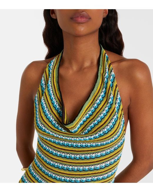 Staud Green Greta Striped Cotton Minidress