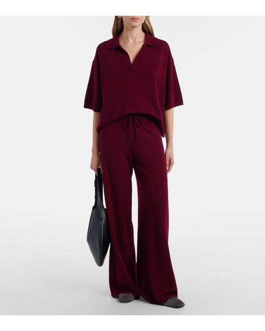 Lisa Yang Red Sofi Cashmere Wide-Leg Pants