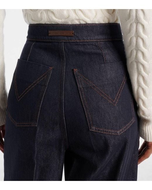 Max Mara Blue High-Rise Wide-Leg Jeans Carmine