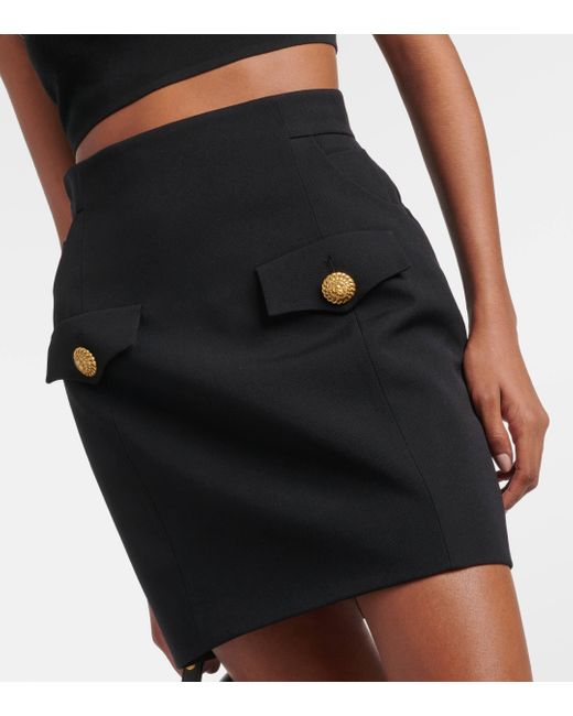 Balmain Black Wool Miniskirt