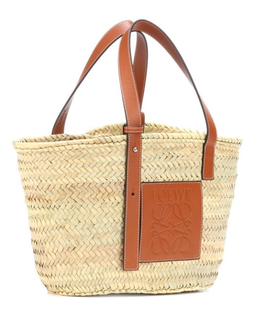 Loewe Leather Medium Raffia Basket Bag - Save 11% - Lyst