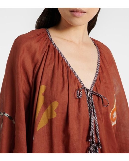 ALÉMAIS Red X Lrnce Laurence Ramie And Cotton Maxi Dress