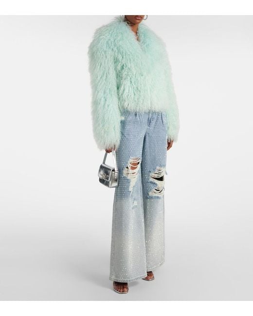 Self-Portrait Green Shearling Jacket