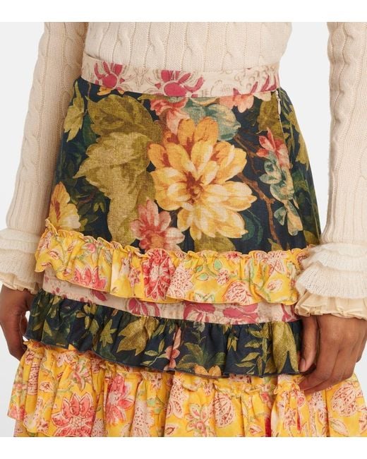 Falda Larga De Muselina De Algodon Con Patchwork Valentino de color Yellow