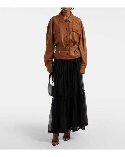 Saint Laurent Brown Saharienne Short Leather Jacket