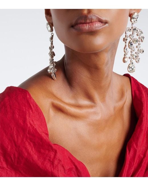 Magda Butrym White Crystal-Embellished Drop Earrings