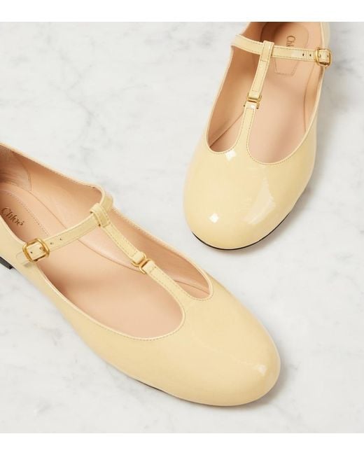 Chloé Natural Marcie Patent Leather Mary Jane Flats