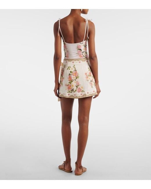 Agua Bendita Metallic Luna Floral Linen Beach Cover-Up