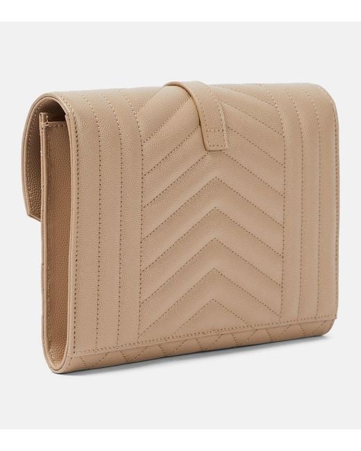 Saint Laurent Natural Envelope Matelasse Leather Clutch
