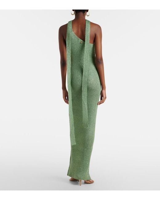 Bananhot Green Aretha Sequined One-Shoulder Maxi Dress