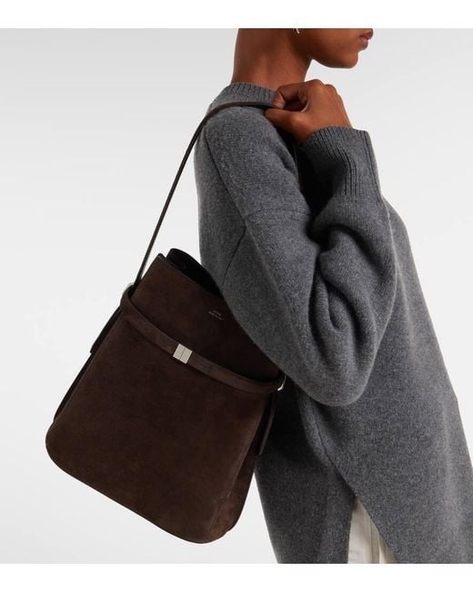 Totême  Black Belted Suede Bucket Bag
