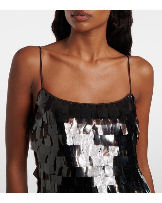 Staud Black Mesa Sequined Satin Gown