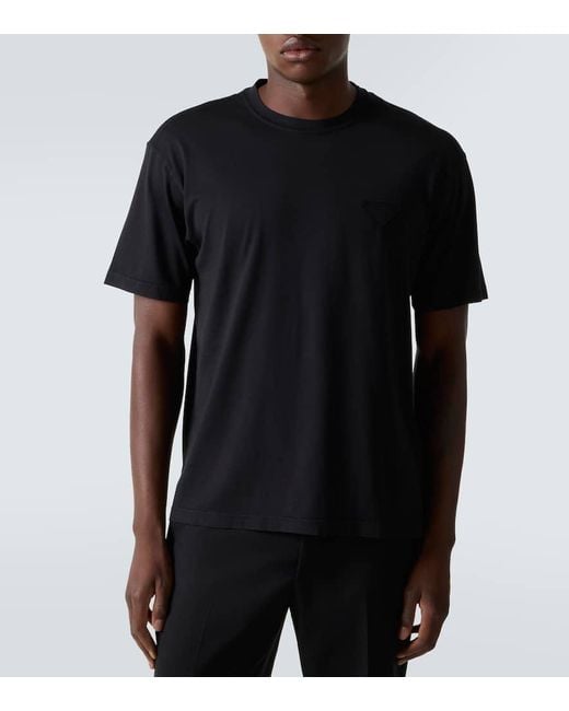 Prada T-Shirt Aus Baumwoll-Jersey in Black für Herren