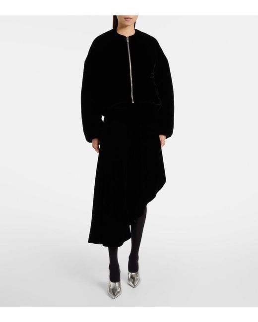 Alaïa Black Velvet Bomber Jacket