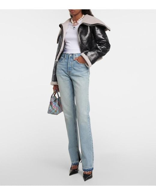 Re/done Blue High-Rise Bootcut Jeans
